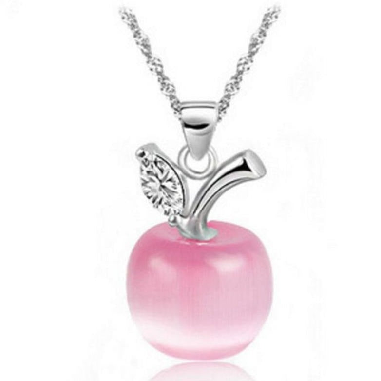 Pink\White apple necklace