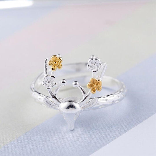 Deer with Flowers Ring