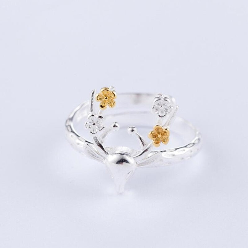 Deer with Flowers Ring