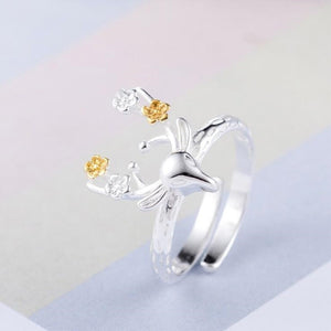 Deer with Flowers Ring