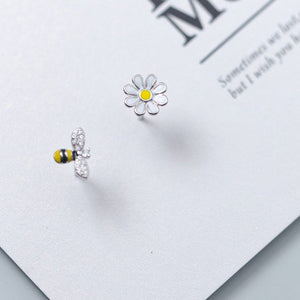 Sun Flower and Bee Earring