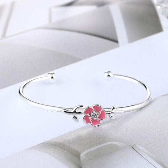 Cherry Pink Flower Bracelet